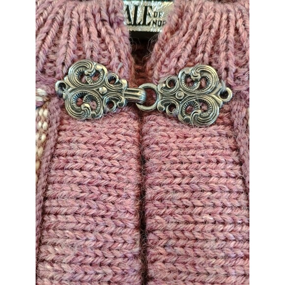 Dale Of Norway Pink Beige Wool Woven Silver Tone Buckle Front Sweater Sz 44 US L - Picture 4 of 7